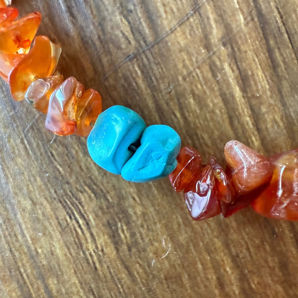 Peyote Bird Free Spirit Necklace Carnelian Orange Turquoise Silver Pendant CWC - Picture 4 of 10